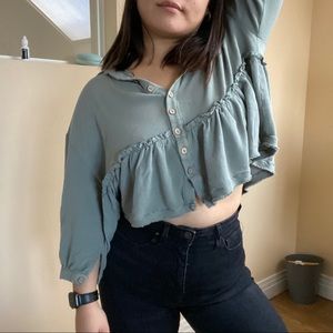 How Very Loved Button Up Flowy Crop Top